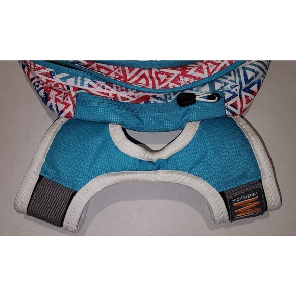 High Sierra Hiking Backpack Suspension System Teal Pink White Geometric Pattern - Picture 10 of 16